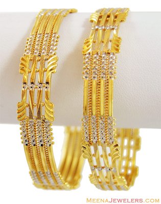 Fancy Two Tone Rhodium Kadas 22k ( Two Tone Bangles )