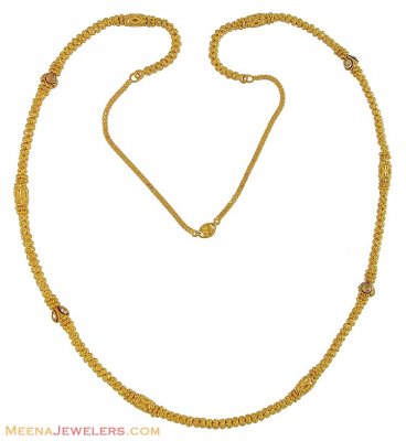 Gold Indian Long Chain (26 inches) - ChLo9469 - 22k gold fancy long ...