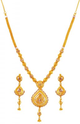 Two Tone Gold Necklace Set ( 22 Kt Gold Sets )