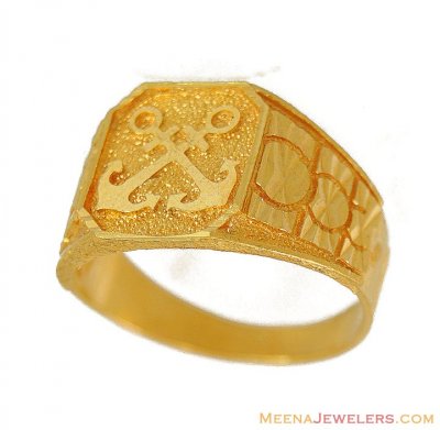 Gold Ring with Anchor Sign ( Mens Gold Ring )