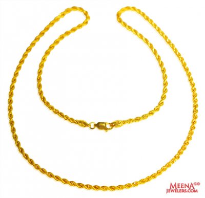 22 Kt Hollow Rope Chain (22 Inches) ( Plain Gold Chains )
