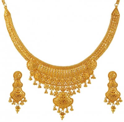 Gold Indian Necklace Set ( 22 Kt Gold Sets )