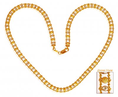 22KT Gold Two Tone Balls Chain ( 22Kt Gold Fancy Chains )