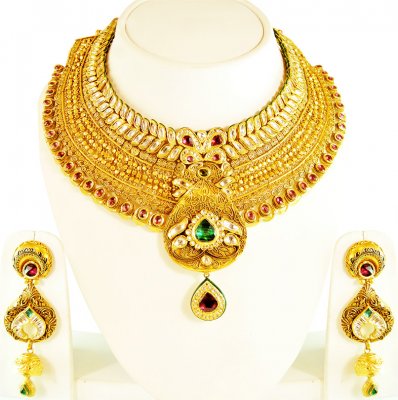 22K Choker Bridal Antique Set ( Antique Necklace Sets )