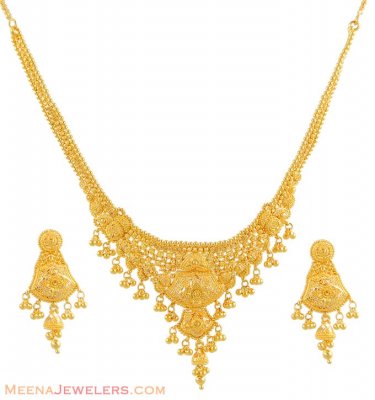 Gold Necklace and Earrings Set ( 22 Kt Gold Sets )