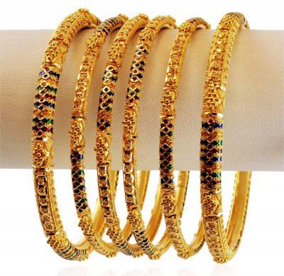 22K Traditional Meena Bangles Set ( Set of Bangles )