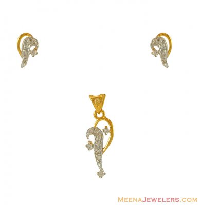  Pendant and Earring Set with Cz ( Fancy Pendant Set )