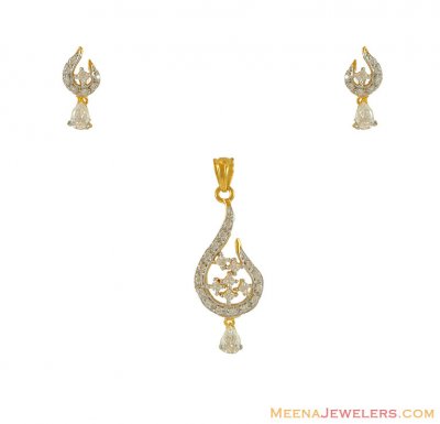 22K Designer Signity Pendant Set ( Fancy Pendant Set )