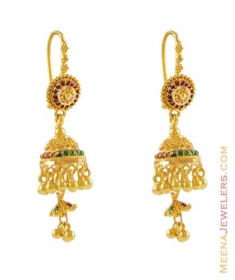 Gold Chandelier Earrings ( 22Kt Gold Fancy Earrings )