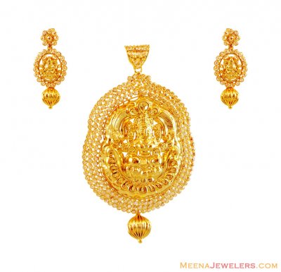 22K Gold Laxmi Devi Pendant Set ( Gold Pendant Sets )