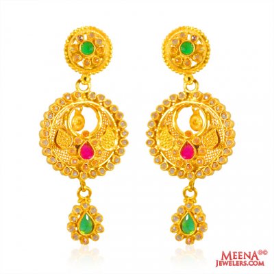 22kt Gold Polki Earring ( Long Earrings )