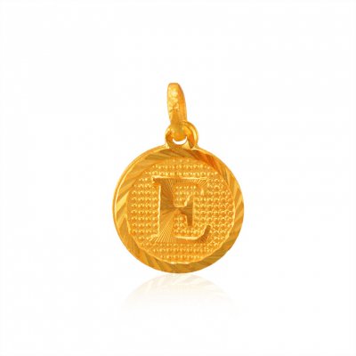 22k Gold Pendant with Initial (E) ( Initial Pendants )