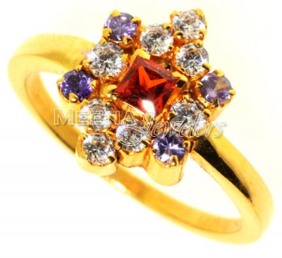 Gold Ring Colored CZ ( Ladies Rings with Precious Stones )