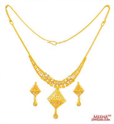 22K Gold Two Tone Necklace Set ( Light Sets )