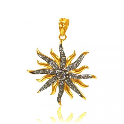 22 Karat Gold Sun Starburst Pendant ( Fancy Pendants )