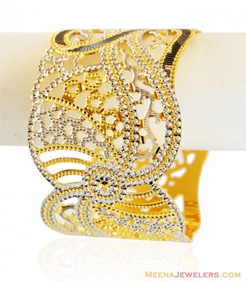 22K Designer Rhodium Wide Bangle ( Two Tone Bangles )