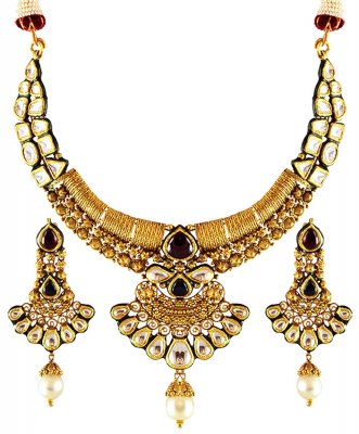 Gold Kundan Necklace Set ( Antique Necklace Sets )