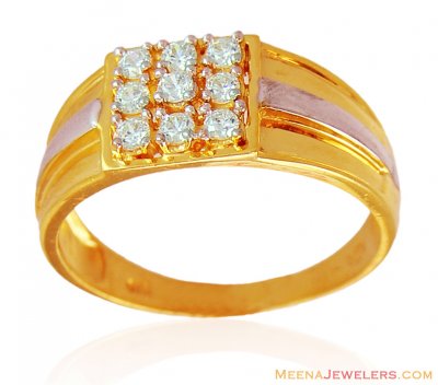 Gold Designer Two Tone Mens Ring ( Mens Signity Rings )