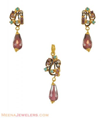 22K Fancy Earrings Pendant Set ( Fancy Pendant Set )