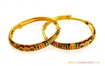 Fancy Meenakari Gold Baby Kadas ( Baby Bangles )