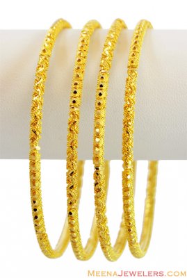 22K Fancy Filigree Bangles (4 pcs) ( Set of Bangles )