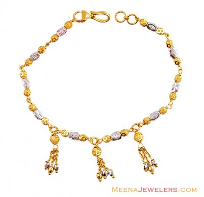 22K Gold Two Tone Bracelet ( Ladies Bracelets )