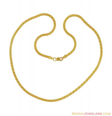 22K Gold Flat Thin Chain ( Plain Gold Chains )