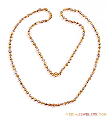 Two Tone Gold Balls Chain (24 IN) ( 22Kt Long Chains (Ladies) )