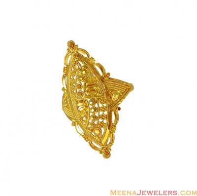 22K Gold Designer Filigree Ring  ( Ladies Gold Ring )