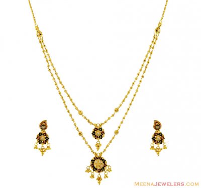 Fancy Two Layered Necklace Set 22K ( Light Sets )