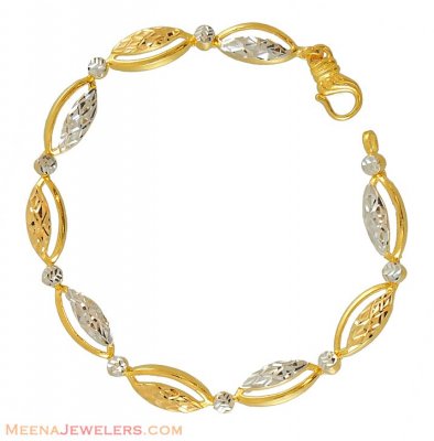 22K Gold Two Tone Bracelet ( Ladies Bracelets )