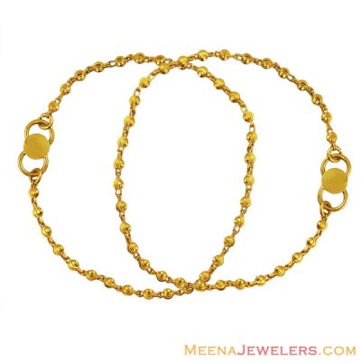 22k Gold Balls Baby Bracelet ( Black Bead Bracelets )