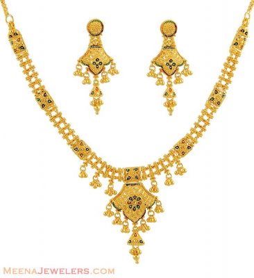 22Kt Meenakari Necklace Set ( 22 Kt Gold Sets )