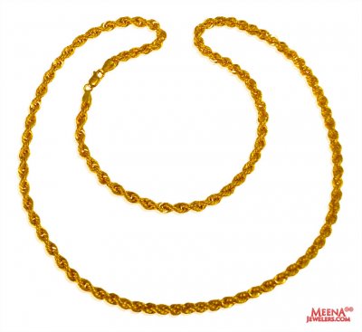 22 Kt Gold Rope Chain 24 Inches ( Plain Gold Chains )