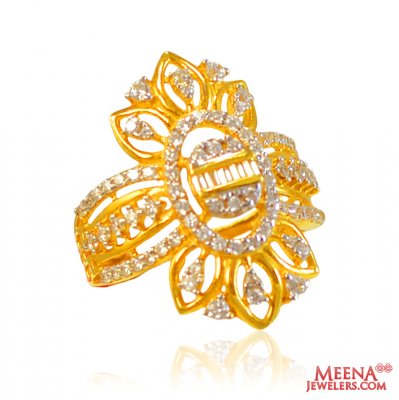 22Kt Gold and CZ Fancy Ring ( Ladies Signity Rings )