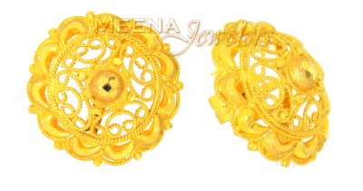 22Karat Gold Earrings with Filigree  ( 22 Kt Gold Tops )