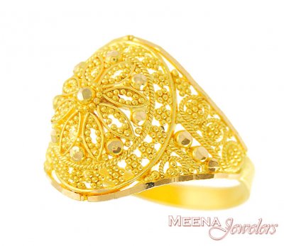 22Kt Gold Filigree Ring ( Ladies Gold Ring )