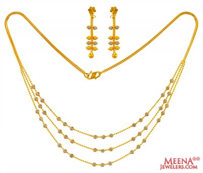 22Kt Gold Two Tone Necklace Set ( Light Sets )