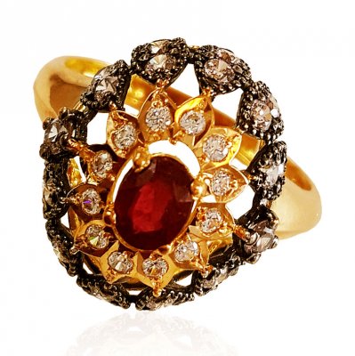 22k Gold Ruby Ring  ( Ladies Rings with Precious Stones )