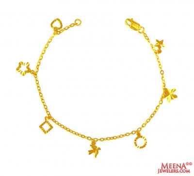 22Kt Gold Ladies Charm Bracelet ( Ladies Bracelets )