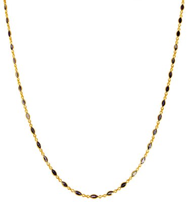 22K Gold Blue Sapphire Mala ( 22Kt Gold Fancy Chains )