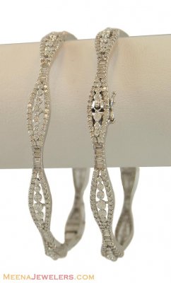 White Gold Diamond Bangles (2pc) ( Diamond Bangles )