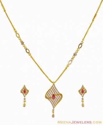 22K Gold Pendant Necklace Set ( Light Sets )