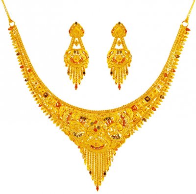Necklace Set With Two Tone ( 22 Kt Gold Sets )