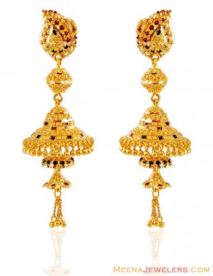 22K Gold Jhumki Earrings ( 22Kt Gold Fancy Earrings )