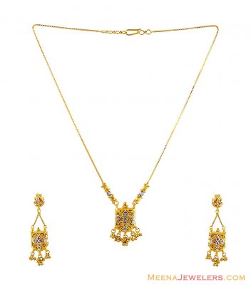 22K Gold Two Tone Necklace Set ( Light Sets )