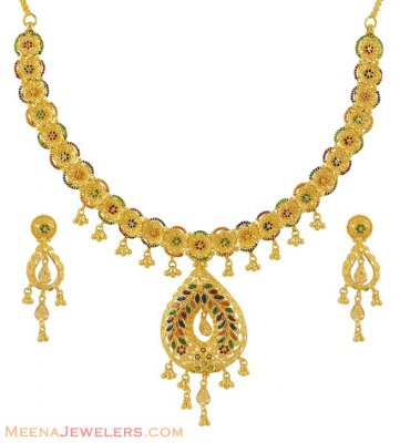 22k Designer Meenakari Set ( 22 Kt Gold Sets )