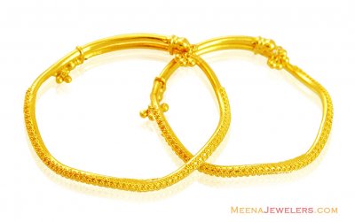 22k Fancy Gold Baby Wavy Kadas  ( Baby Bangles )