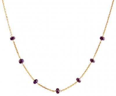 22K Gold Blue Sapphire Beads Chain ( 22Kt Gold Fancy Chains )