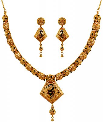 22K Designer Peacock Necklace Set ( 22 Kt Gold Sets )